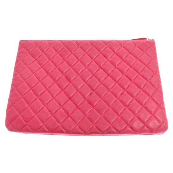 Authentic CHANEL Lambskin Matelasse Clutch Bag Pouch iPad Laptop Case Pink - Picture 2 of 5